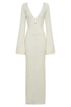Kayleigh Crochet Fishtail Flare Sleeve Maxi Dress - White