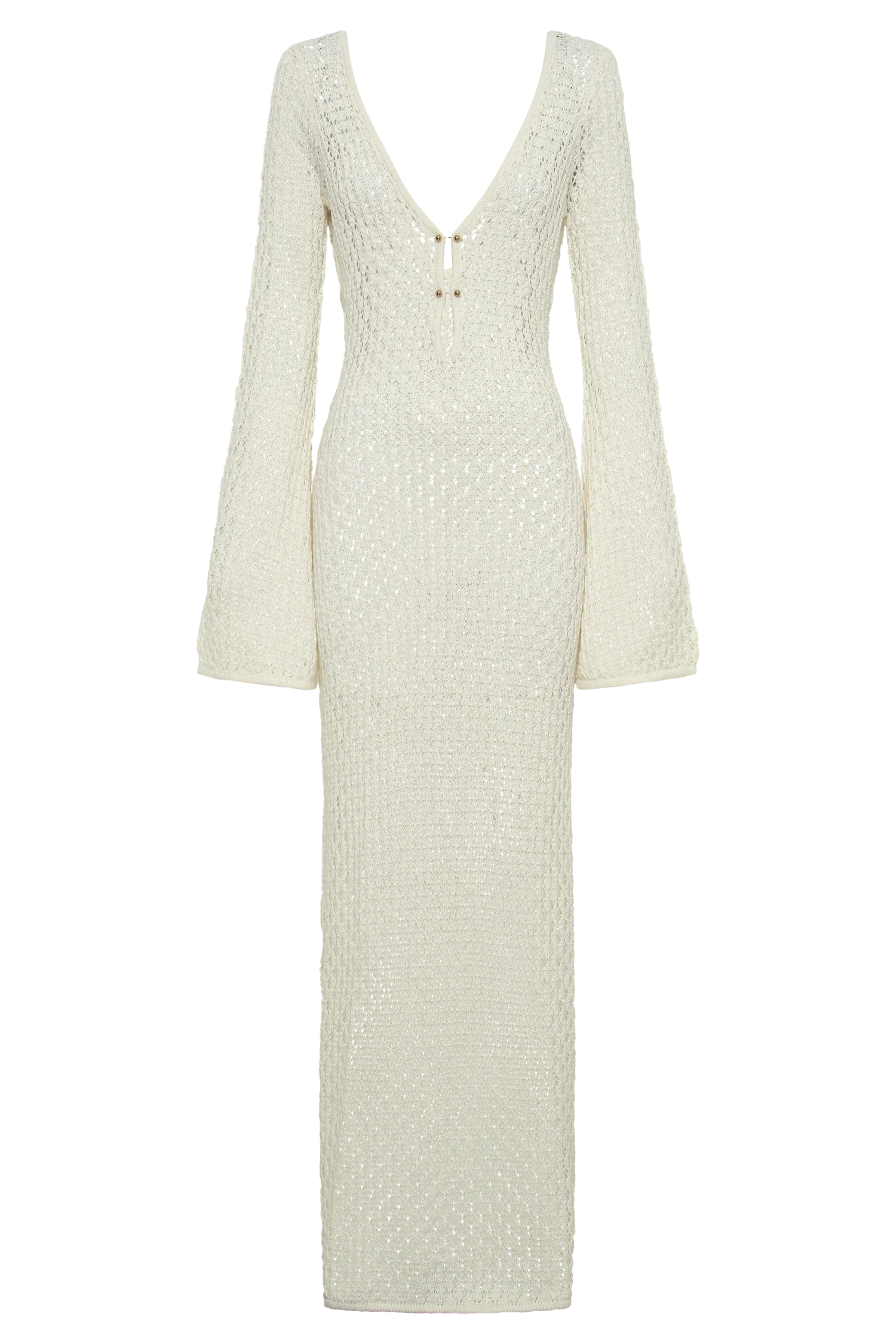Kayleigh Crochet Fishtail Flare Sleeve Maxi Dress - White