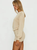 Johannah Off Shoulder Long Sleeve Knit Mini Dress Gold