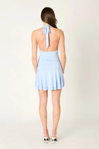 Plunge Halter Mini Dress