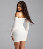 See Me Shining Glitter Off-The-Shoulder Mini Dress