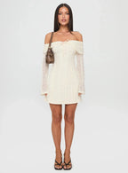 Colettie Long Sleeve Mini Dress Cream