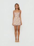 Celena Mini Dress Yellow / Lilac Floral