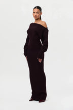 Knit Off-Shoulder Sweater Maxi Dress
