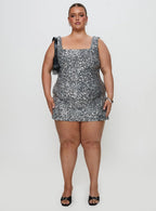 Miss Me Sequin Mini Dress Silver Curve