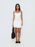 Heaven Estate Shirred Mini Dress White