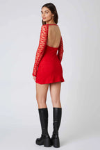 Lace Long Sleeve Mini Dress