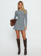 Carnella Long Sleeve Mini Dress Blue Stripe