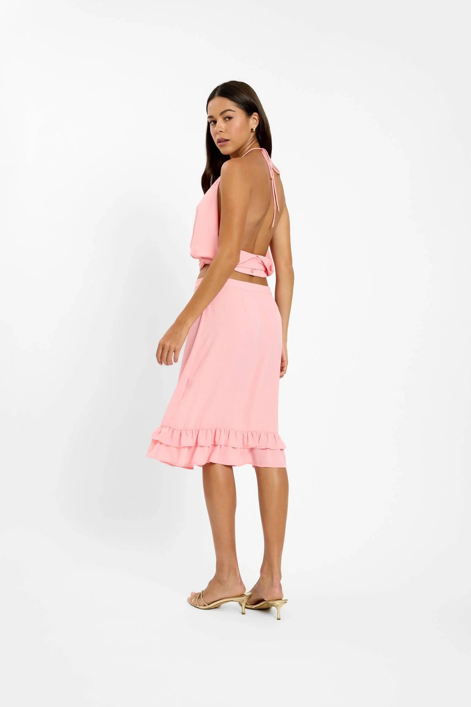 Frill Midi Skirt | Coral