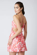 Floral Halter Bias Mini Dress