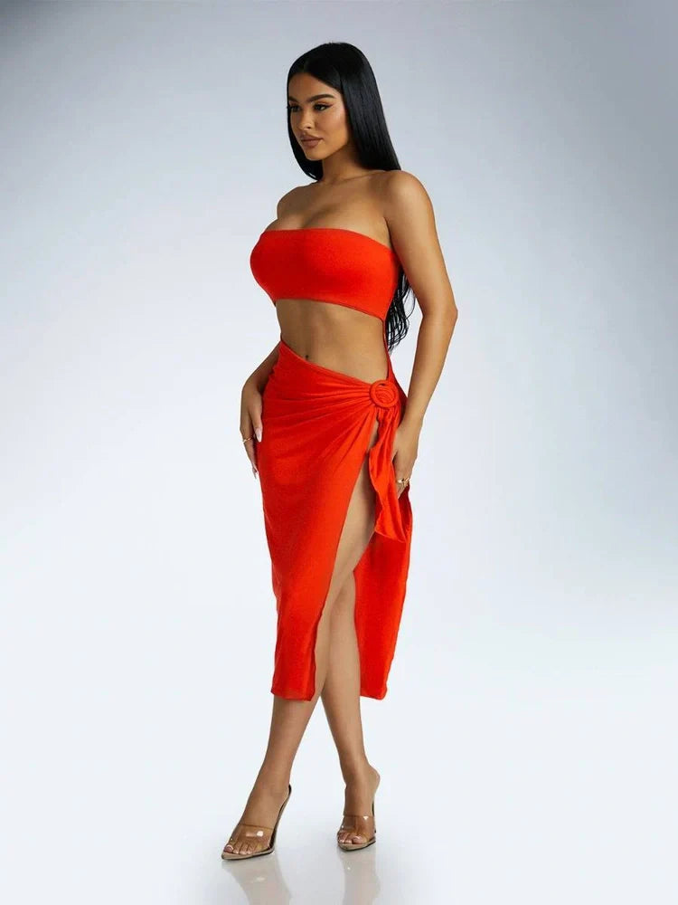 Smooth Bandeau Midi Dress