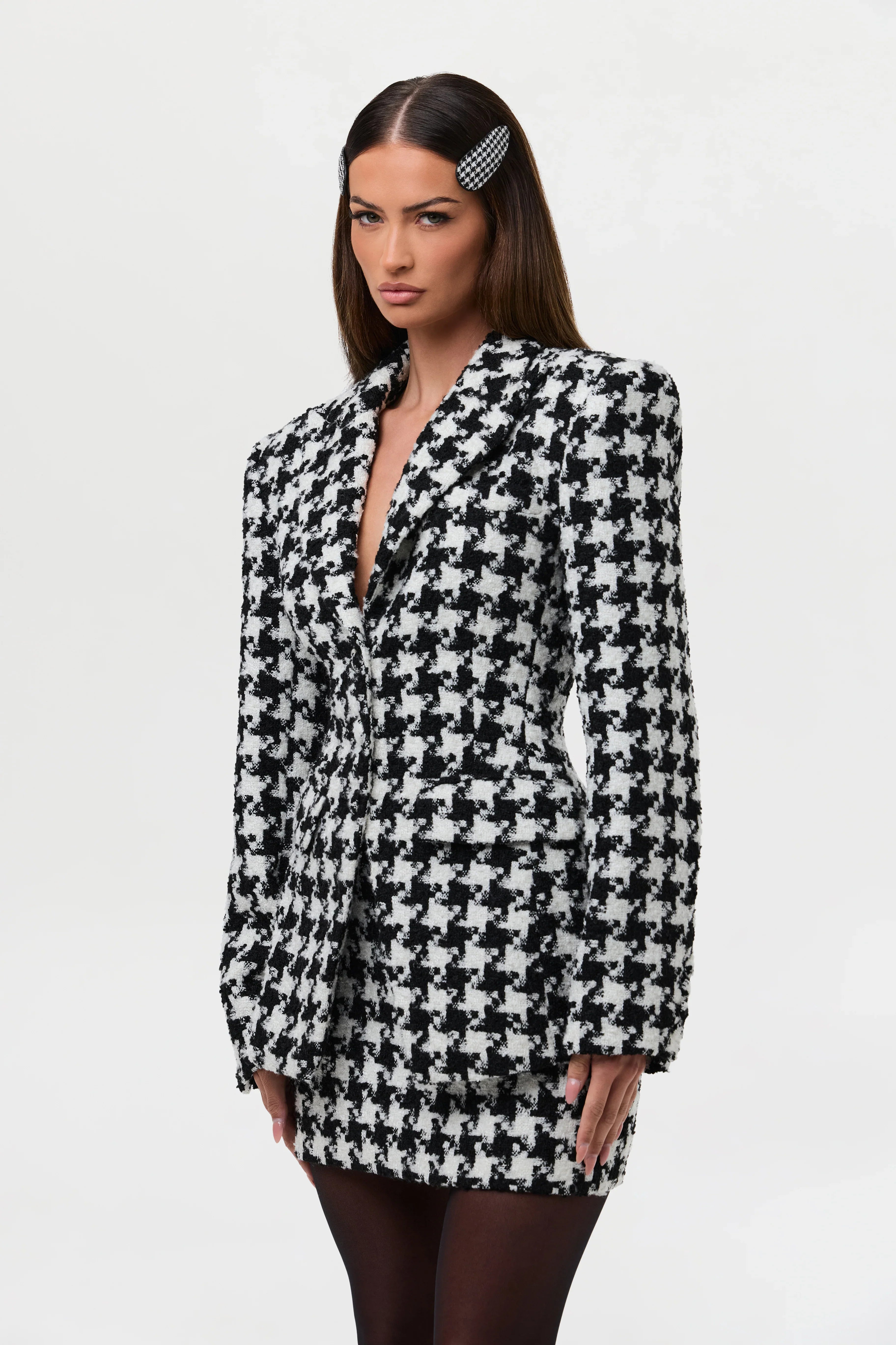 Tweed Houndstooth Mini Skirt