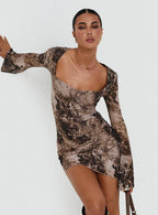 Suareza Long Sleeve Mini Dress Leopard