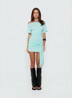 Eastside Girls Off Shoulder Cinched Mini Dress Turquoise