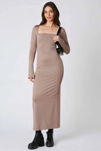 Long Sleeve Square Neck Maxi Dress