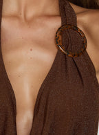 Lanelle Ring Detail Mini Dress Chocolate
