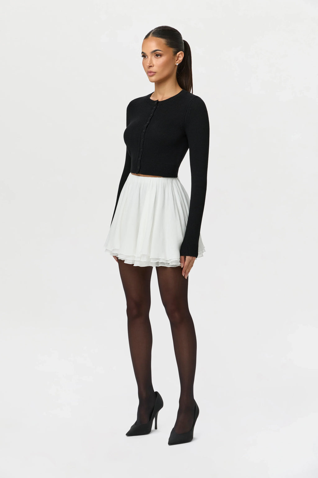 Chiffon Flare Mini Skirt