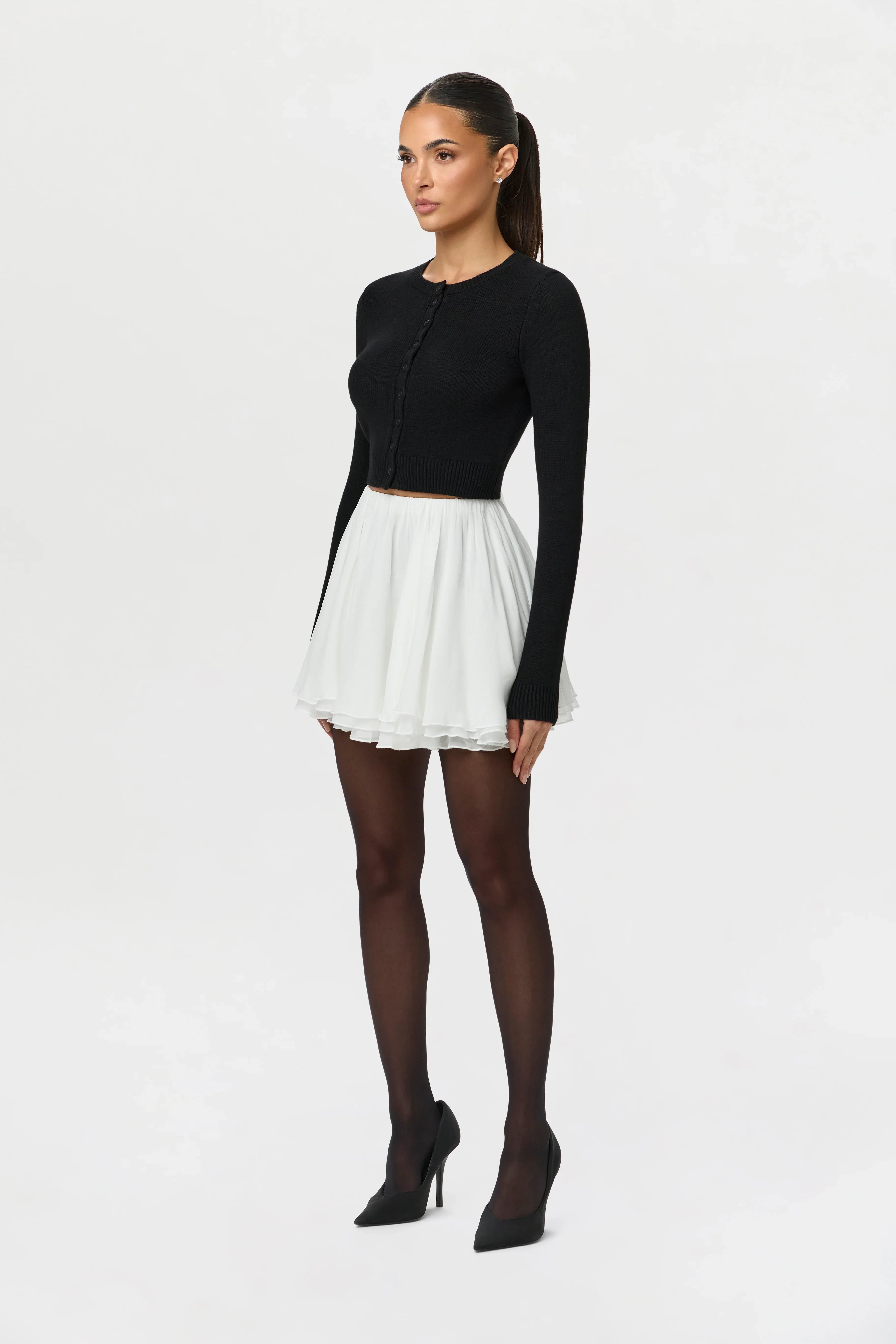 Chiffon Flare Mini Skirt