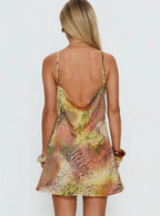 Miguela Cowl Neck Mini Dress Leopard Multi