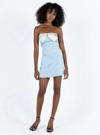 Kesy Bow Tie Mini Dress Blue / Champagne