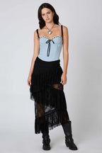 Lace Midi Tiered Skirt