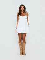 Enhancement Babydoll Mini Dress White