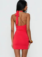 Margeaux Plunge Hardware Mini Dress Red