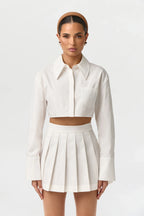 Shirting Button Up Crop Top