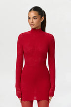 Stretch Lace Scallop Mini Dress