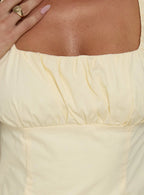 With You Everywhere Ruched Mini Dress Yellow