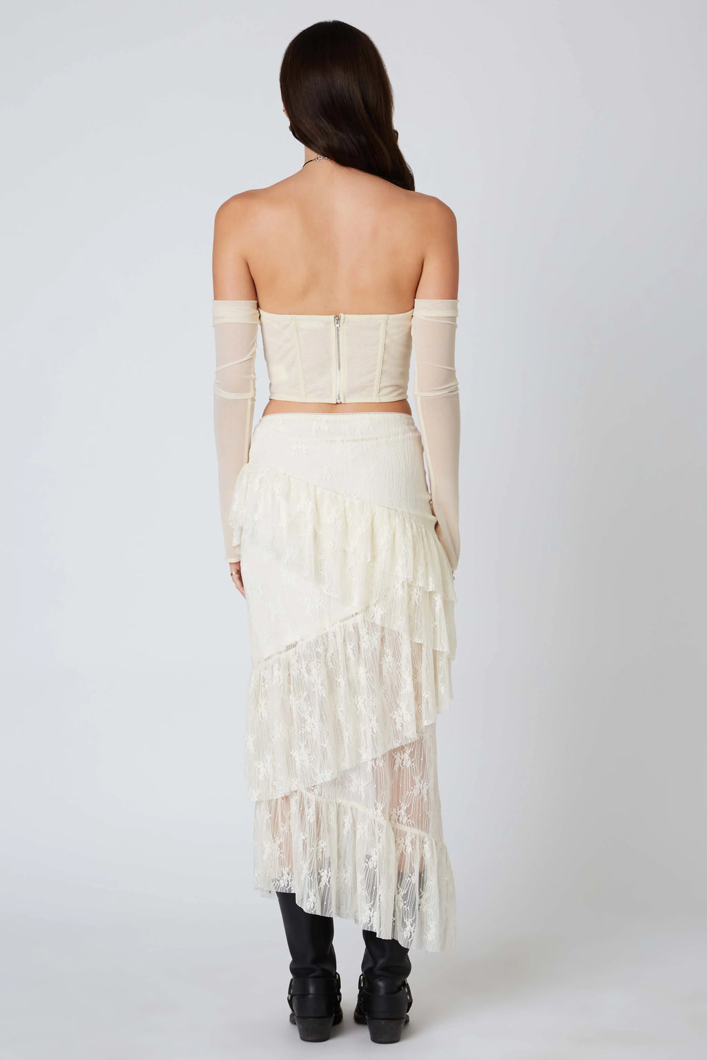 Lace Midi Tiered Skirt