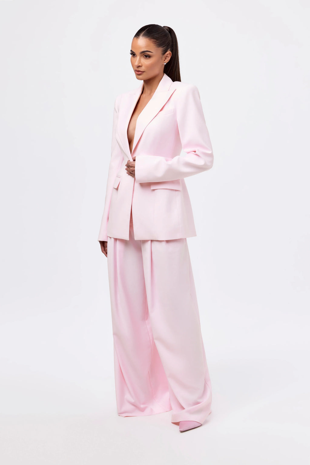 Suiting Pleated Wide-Leg Pant