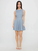 Composure Pleat Mini Dress Blue