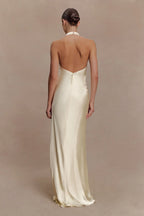 Esther Iridescent Satin Cowl Maxi Dress - Lemon Sorbet