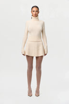 Knit Ribbed A-Line Mini Skirt