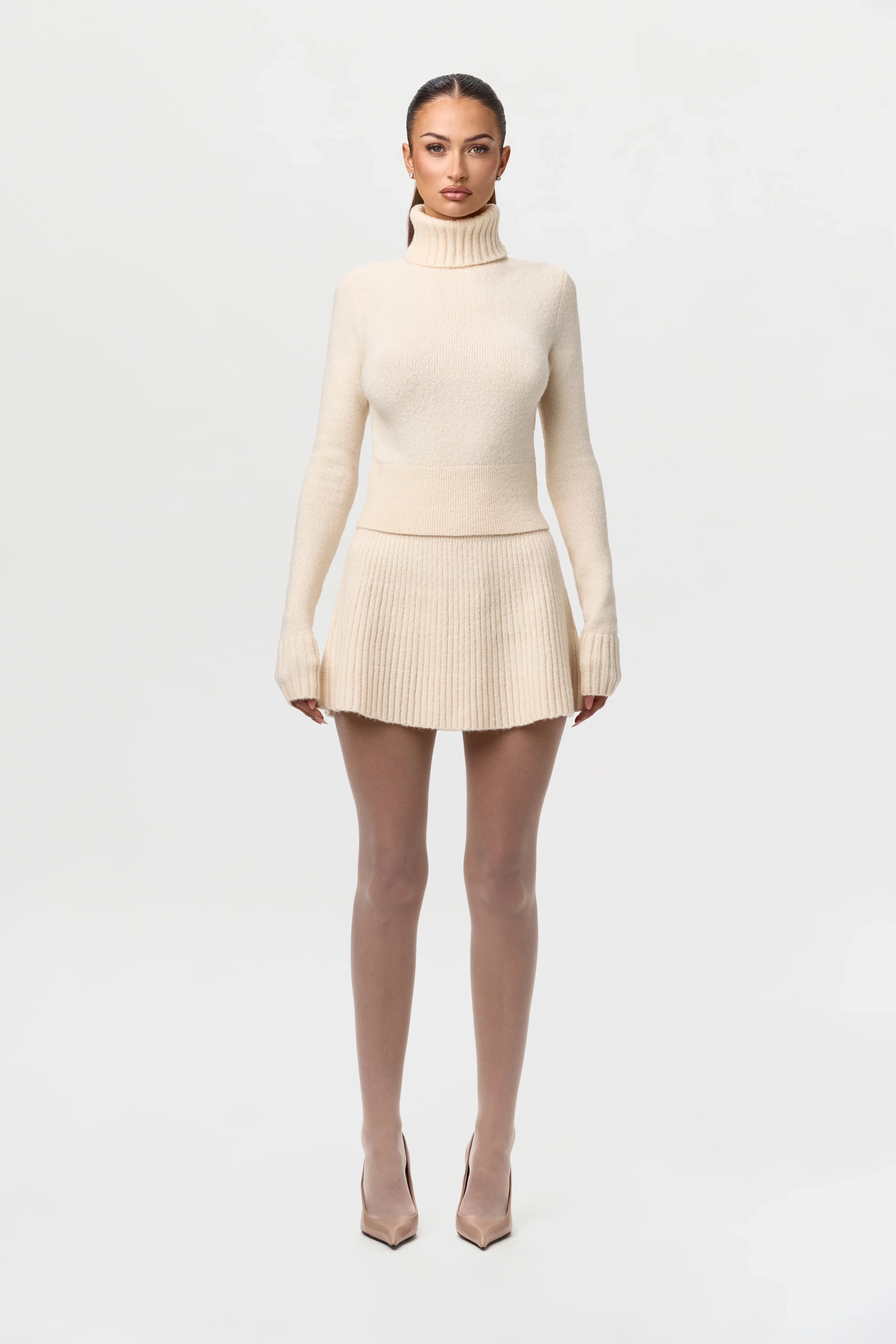 Knit Ribbed A-Line Mini Skirt