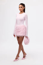 Faux Feather Mini Handbag