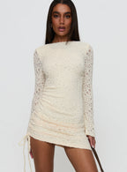Que Sera Long Sleeve Mini Dress Cream