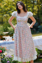 Mabel Floral Puff Sleeve Midi Dress
