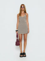 Klova Halter Mini Dress Cream / Grey