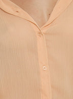 Moonrising Long Sleeve Sheer Blouson Mini Dress Soft Orange