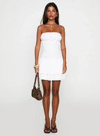 Delfie Strapless Mini Dress White