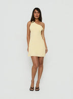 Ariann One Shoulder Low Back Mini Dress Yellow