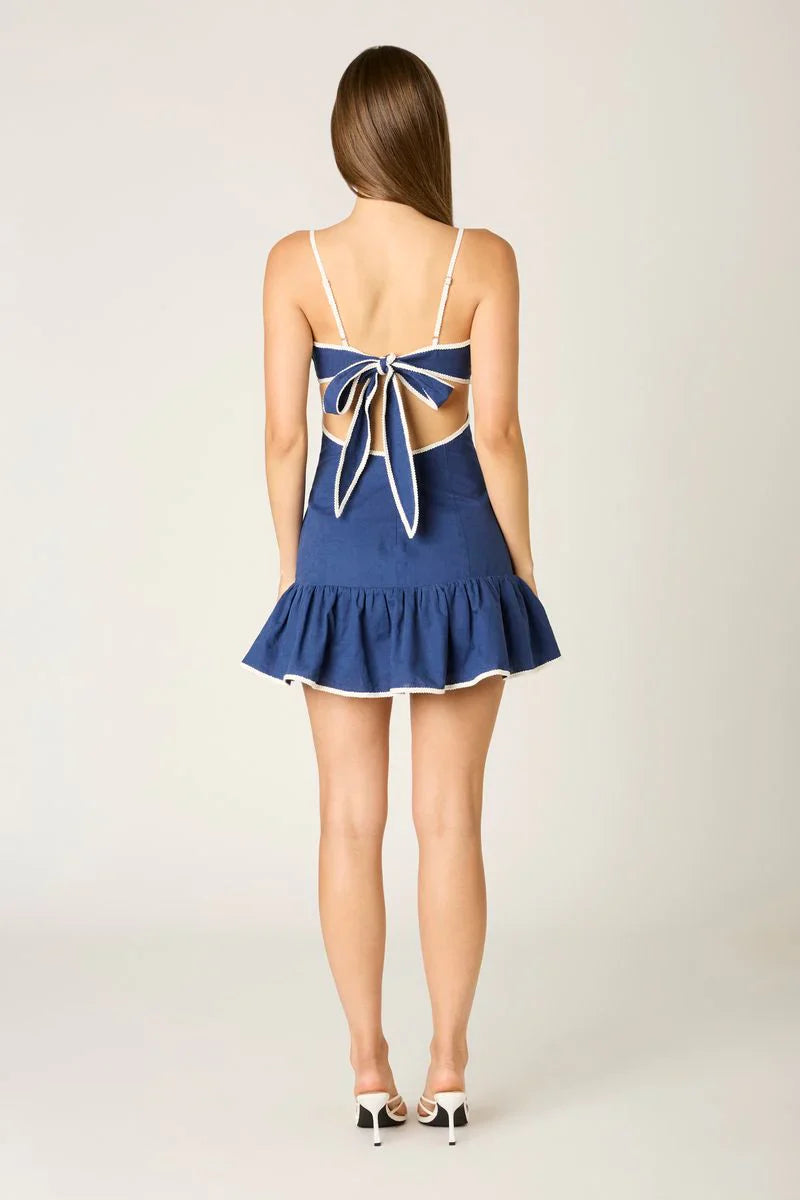 Contrast Trim Cutout Mini Dress