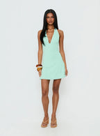 Tinisie Halter Mini Dress Aqua