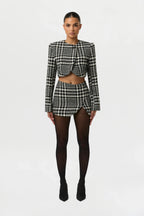 Houndstooth Plaid Mini Skirt