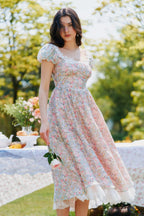 Mabel Floral Puff Sleeve Midi Dress