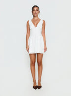 Thinking Bout You Lace Trim Sleeveless Mini Dress White