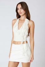 Lace Ruffle Halter Top