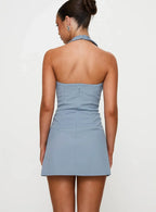 Vyxen Halter Mini Dress Blue